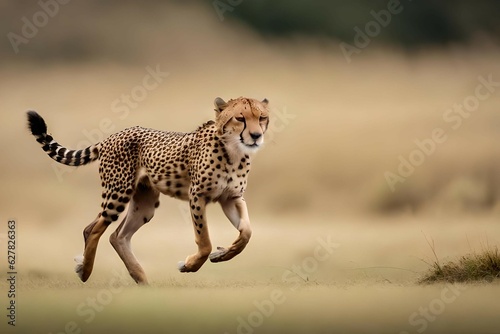 a cheetah running in a field