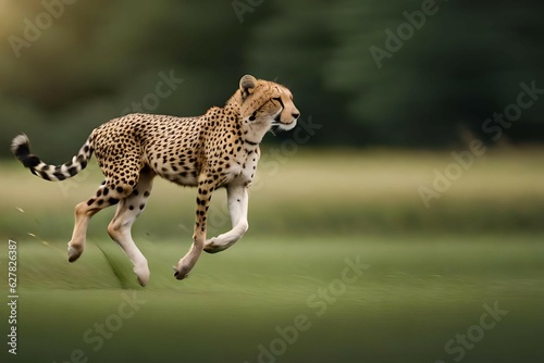 a cheetah running in the grass