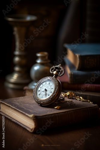 Charming Product Shot of Vintage Pocket Watch - AI Generated