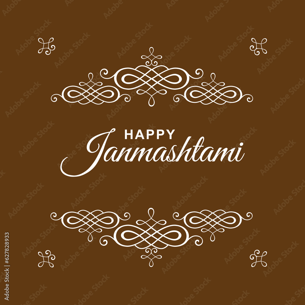 Happy Janmashtami whishes vector, symmetric design ceremonial design