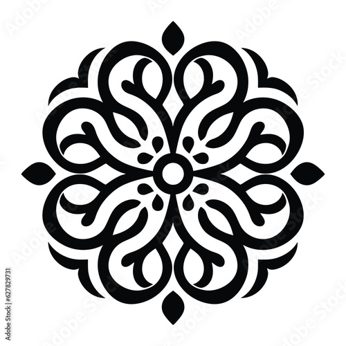 Mandala Pattern Stencil doodles sketch good mood. White mandala on black Pattern Stencil Doodles Sketch