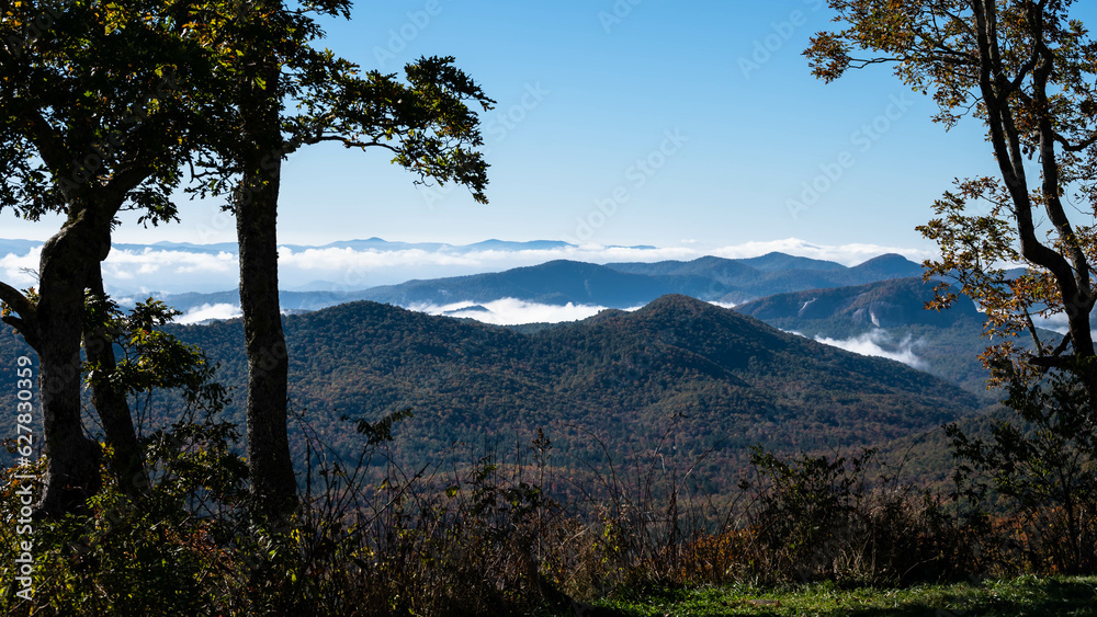 Foggy Morning in the Valleys of the Appalachian Mountains View from The Blue Ridge Parkway