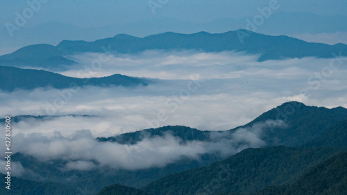 Foggy Morning in the Valleys of the Appalachian Mountains View from The Blue Ridge Parkway © rck