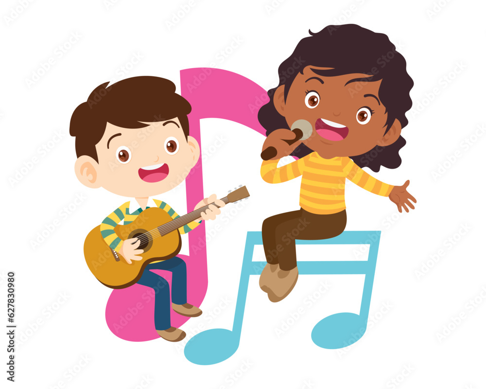 Music kids.Play music concept of music school Music kids.Play music concept of music school
