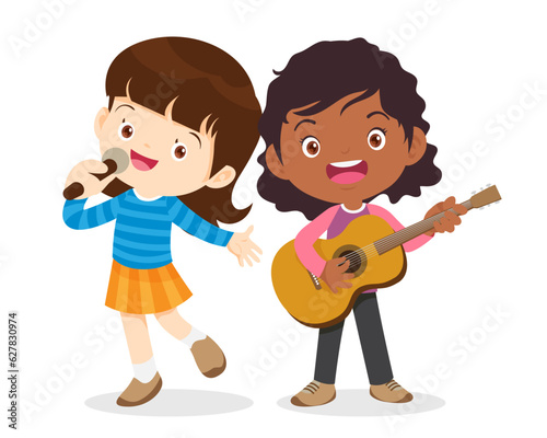 Music kids.Play music concept of music school