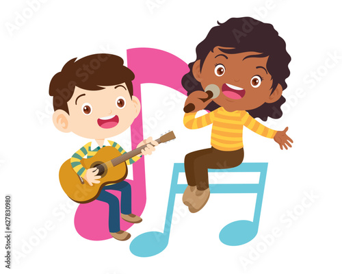Music kids.Play music concept of music school