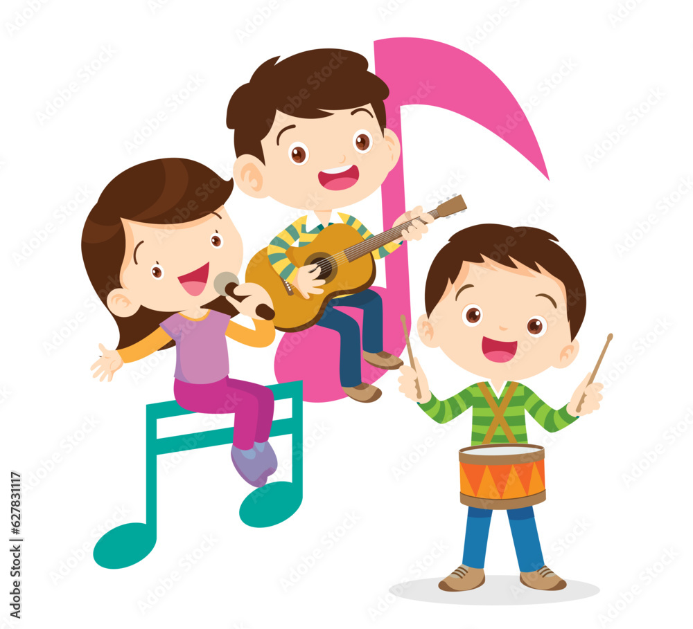 Music kids.Play music concept of music school Music kids.Play music concept of music school