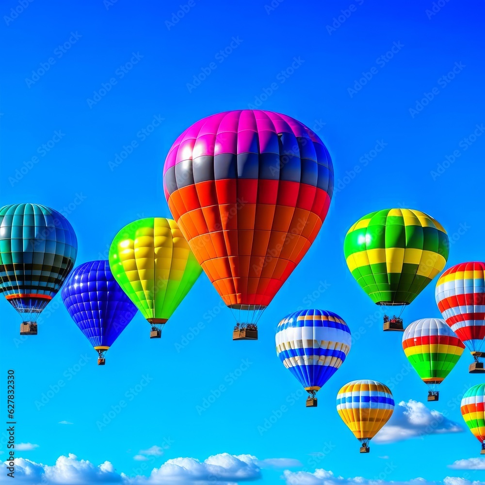 Fototapeta premium Lots of colorful balloons in the sky.