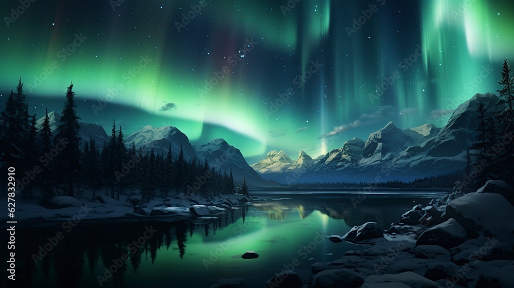 illustration, northern lights, generative ai illustration, northern lights, generative ai