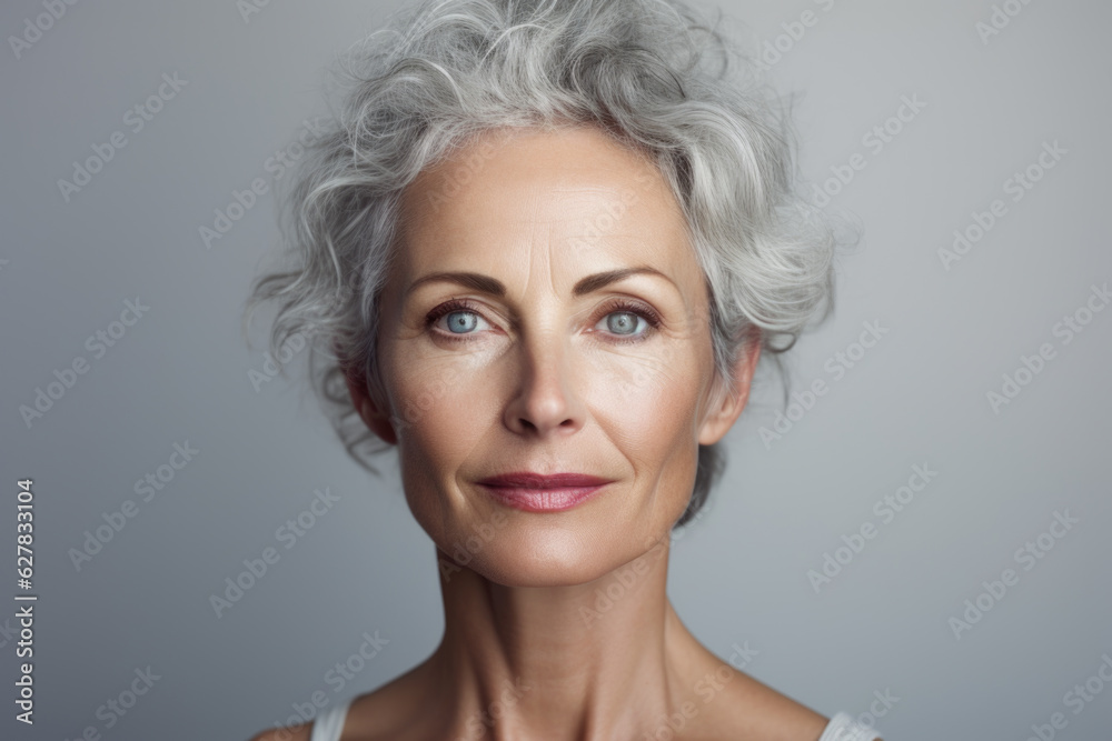 Beautiful mid aged mature woman portrait isolated on white. Mature old lady close up. Healthy face skin care beauty, middle age skincare cosmetics, cosmetology concept. Beautiful mid aged mature woman portrait isolated on white. Mature old lady close up. Healthy face skin care beauty, middle age skincare cosmetics, cosmetology concept.