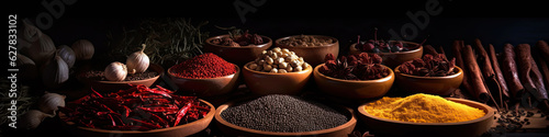 Colorful spices at a traditional market