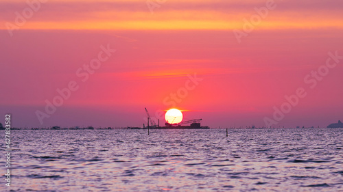 The Beautiful Sunset in the North of Central Java photo