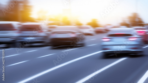 motion blurred image of traffic in the cit