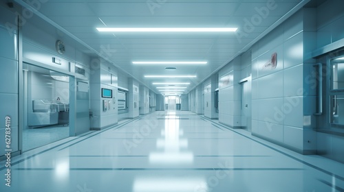 illustration  empty hospital corridor with rooms  ai generative