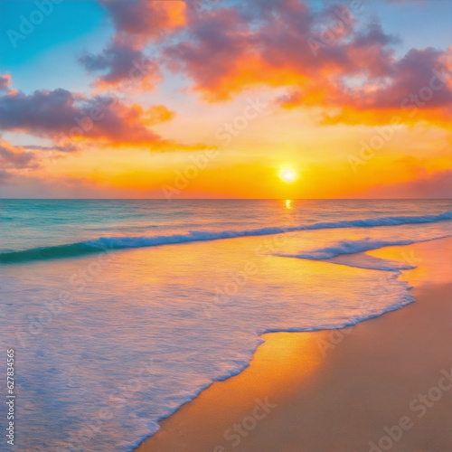 sunset on the beach (Generative AI) © 웃비 갓