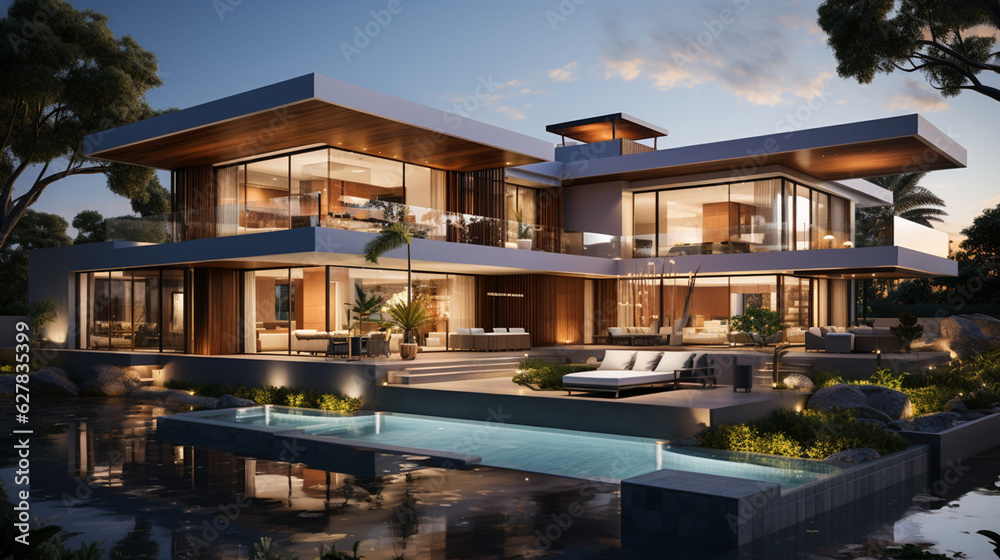 modern luxury villa with swimming pool modern luxury villa with swimming pool