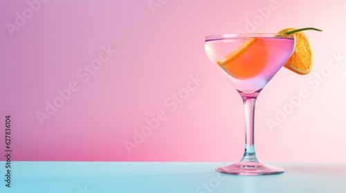 A glass of cocktail in pastel colors