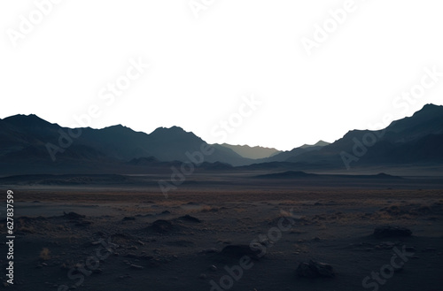 dry desert valley. Isolated transparent PNG. Alien landscape. desert landscape.