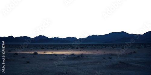 dry desert at night. Isolated transparent PNG. Alien landscape. desert landscape.