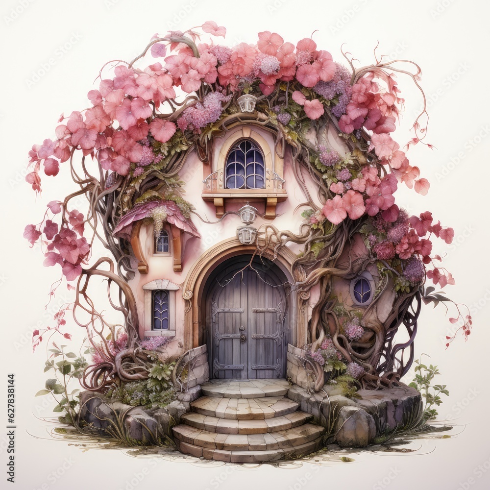 beautiful compelling pink fairy tale house 