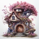beautiful compelling pink fairy tale house 