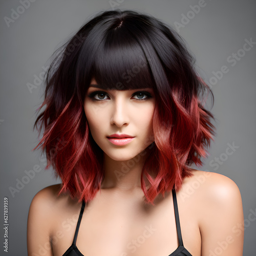 Print op canvas Woman with medium-length hairstyle