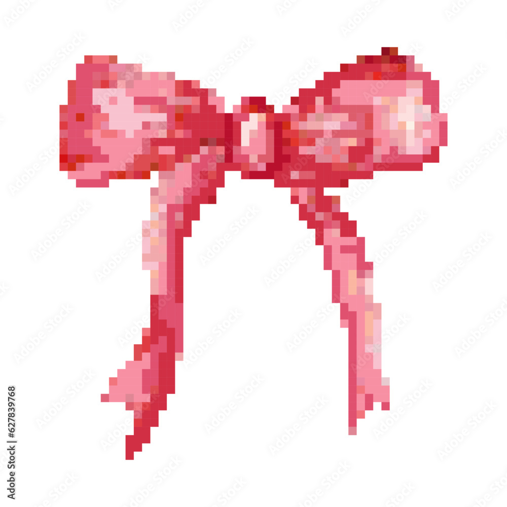 Fototapeta premium pixel art illustration with pink bow