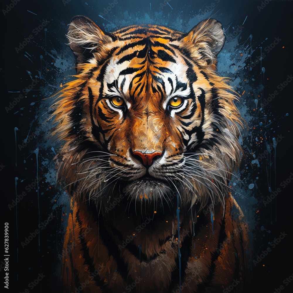 international tiger day tiger face painting of tiger realistic forest background international tiger day tiger face painting of tiger realistic forest background