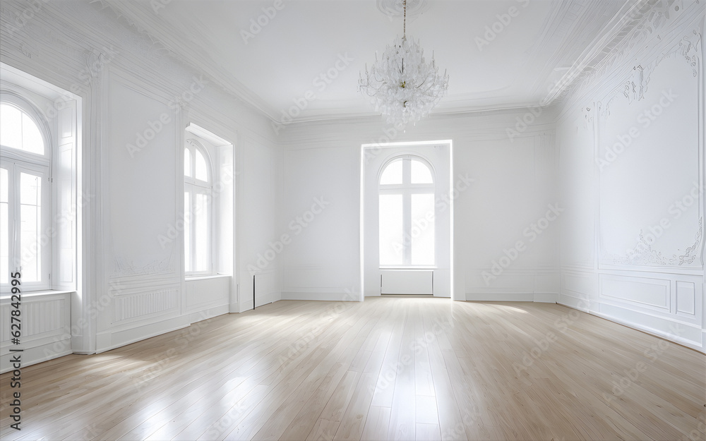 Indoor interior empty white room with shining bright sunlight from the window. Blank room for background Indoor interior empty white room with shining bright sunlight from the window. Blank room for background