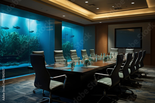 Open space office room, conference room, office room, hotel conference room, Zoom Virtual Background, Generative AI