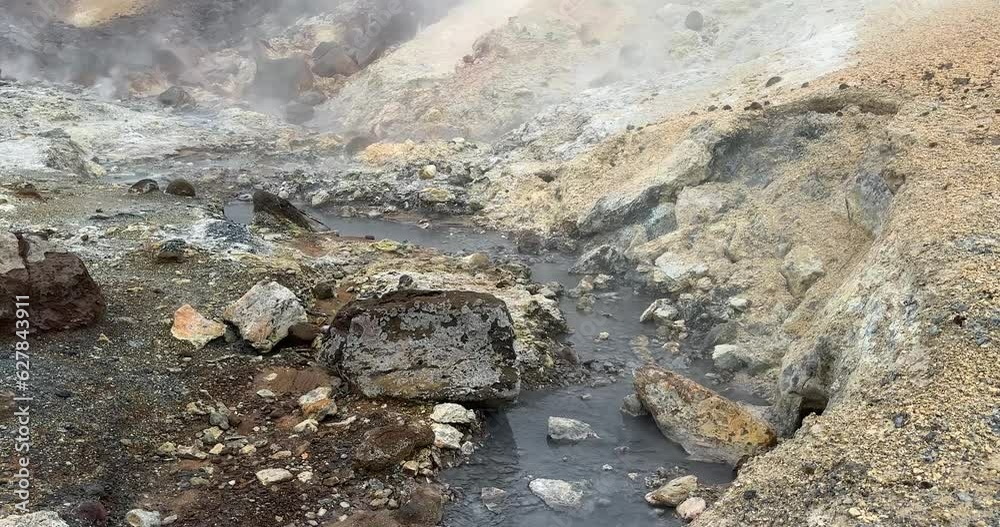 Steam from a dangerous hot spring at the Seltun Geothermal Area on the Reykjanes Peninsula of Iceland Steam from a dangerous hot spring at the Seltun Geothermal Area on the Reykjanes Peninsula of Iceland