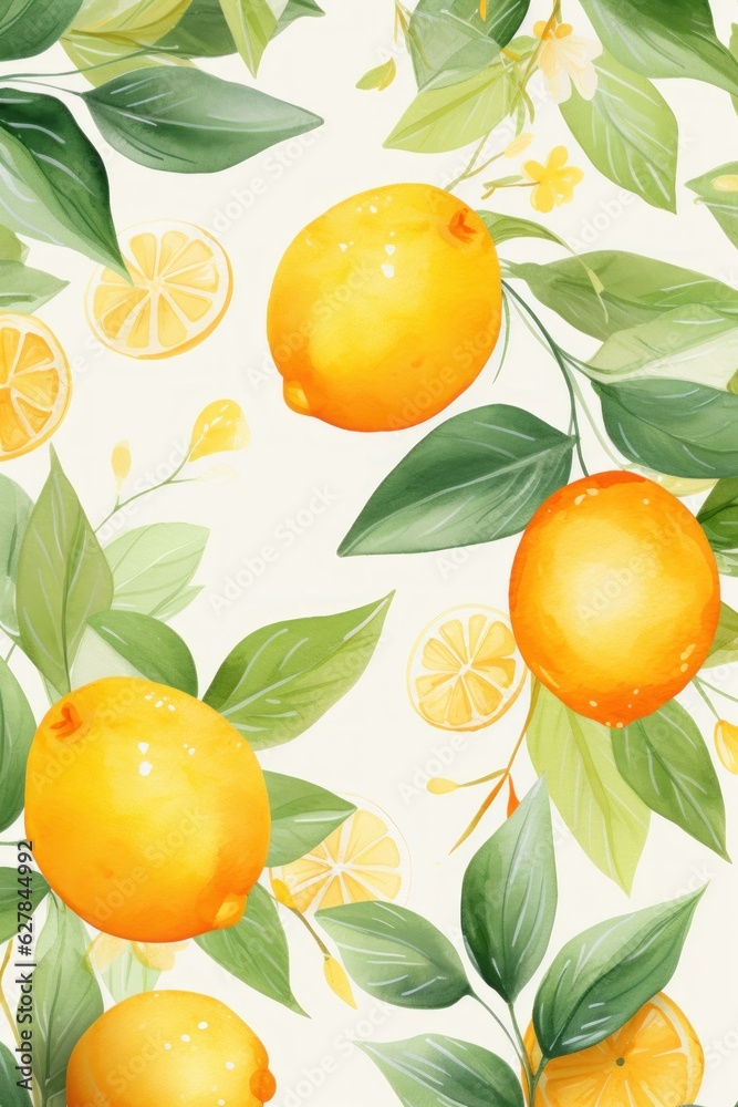 Watercolor orange fruit background