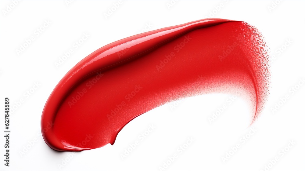 Lipstick smear smudge swatch isolated on white background. Cream makeup texture. Bright red color cosmetic product brush stroke swipe sample Lipstick smear smudge swatch isolated on white background. Cream makeup texture. Bright red color cosmetic product brush stroke swipe sample