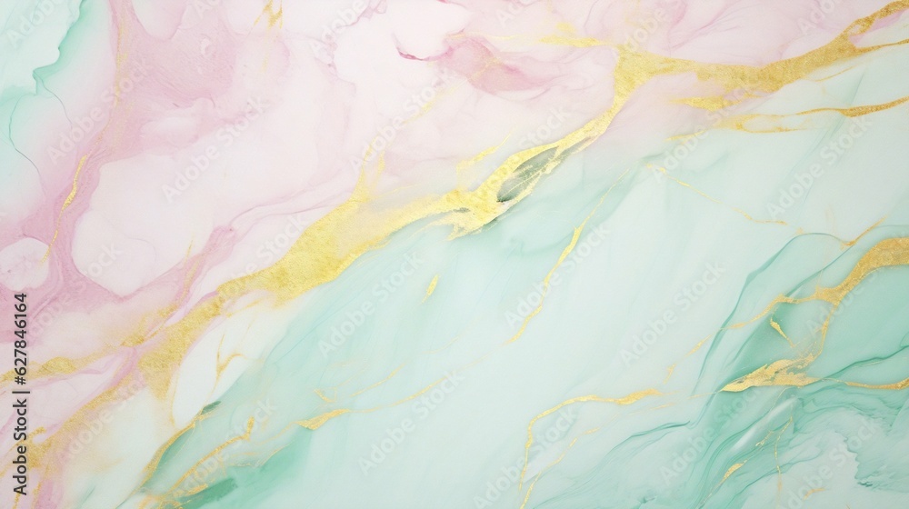 Generative AI : Gouache painting. Abstract marble texture, can be used as a background for posters, cards, invitations, wallpapers. Turquoise and pink colours. Modern art. Decorative hand painted illu