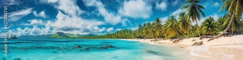 illustration  caribbean palm beach with white sands and turquoise waters  website header  ai generative