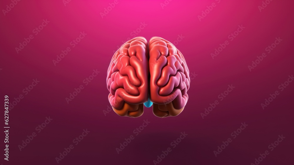3d illustration of a red human brain isolated on a bright pink background with copy space for text 3d illustration of a red human brain isolated on a bright pink background with copy space for text