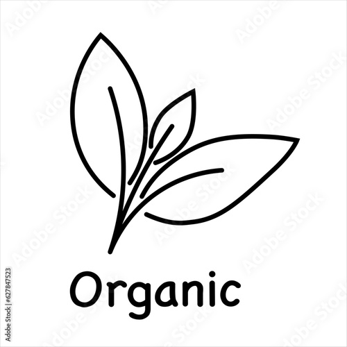 Organic, Natural, Vegan, Vegetarian Product - Editable Stroke Outline Icon Isolated on White Background, Flat Vector Illustration. Pixel Perfect.