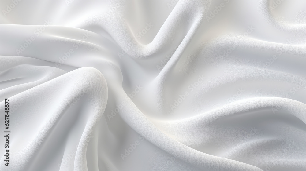 A close-up view of a pristine white fabric