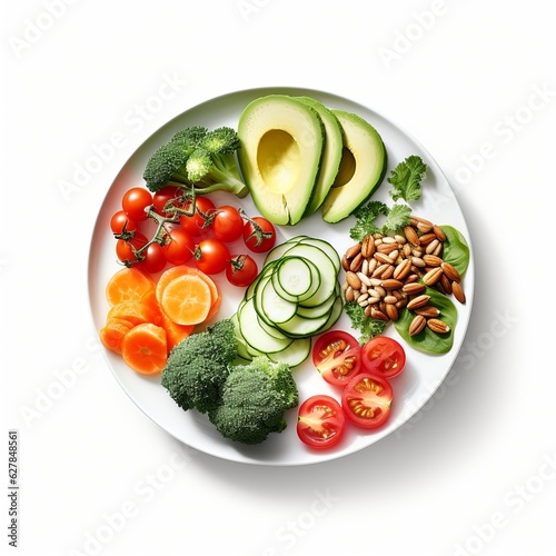 salad on white background, generated by ai 