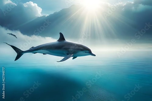 dolphins in the seagenerated by AI technology 