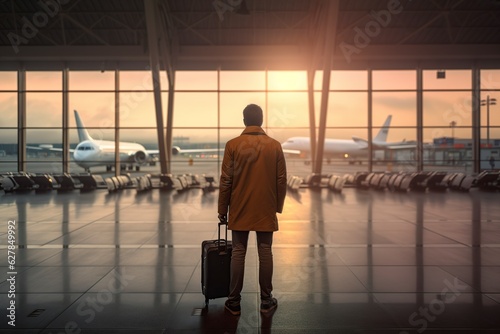 illustration  man waiting at the airport  ai generative