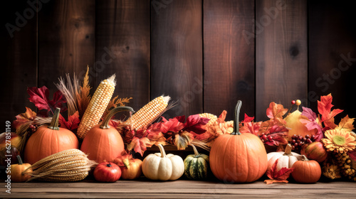 They enjoyed a festive Thanksgiving dinner, complete with pumpkins and corncobs.