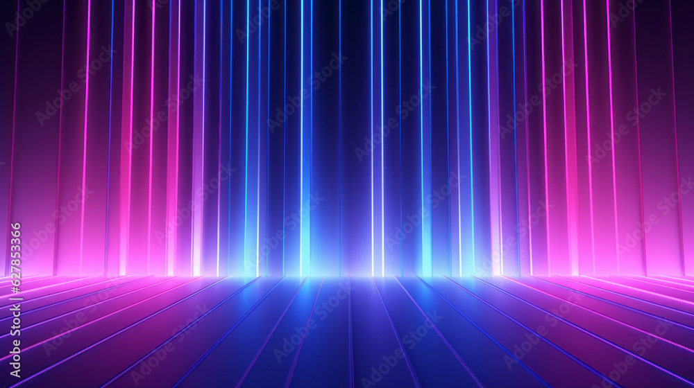 A vibrant abstract background with vertical lines in shades of purple and blue