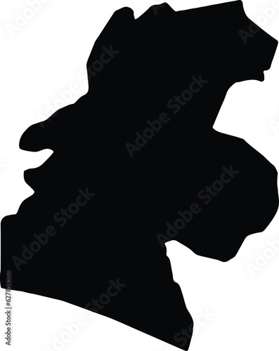 Silhouette map of Santa Rosa Guatemala with transparent background.