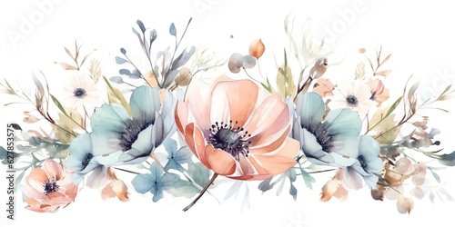 Water Color Pastel Flower for Wedding decoration  generative Ai