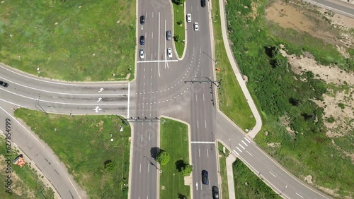 Aerial reveal of downtown Denver from the West overlooking N Speer Blvd