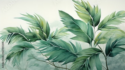 Green leaves, generative ai