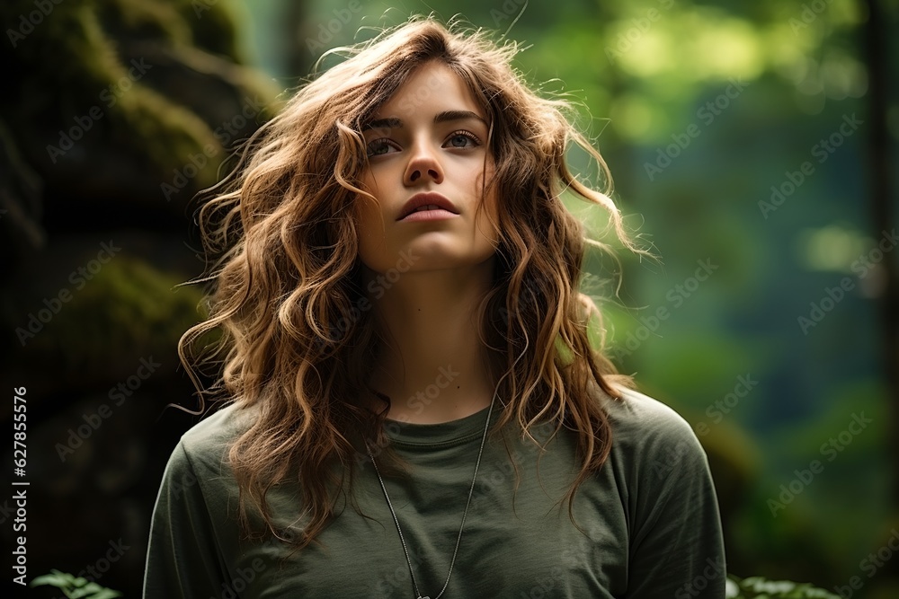A woman in the woods, generative ai A woman in the woods, generative ai