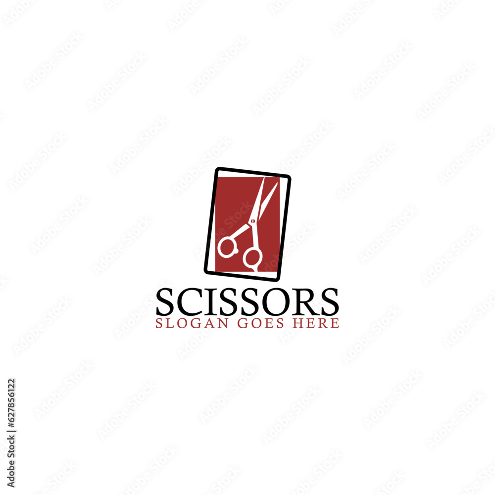 Scissors Logo Template isolated on white background Scissors Logo Template isolated on white background