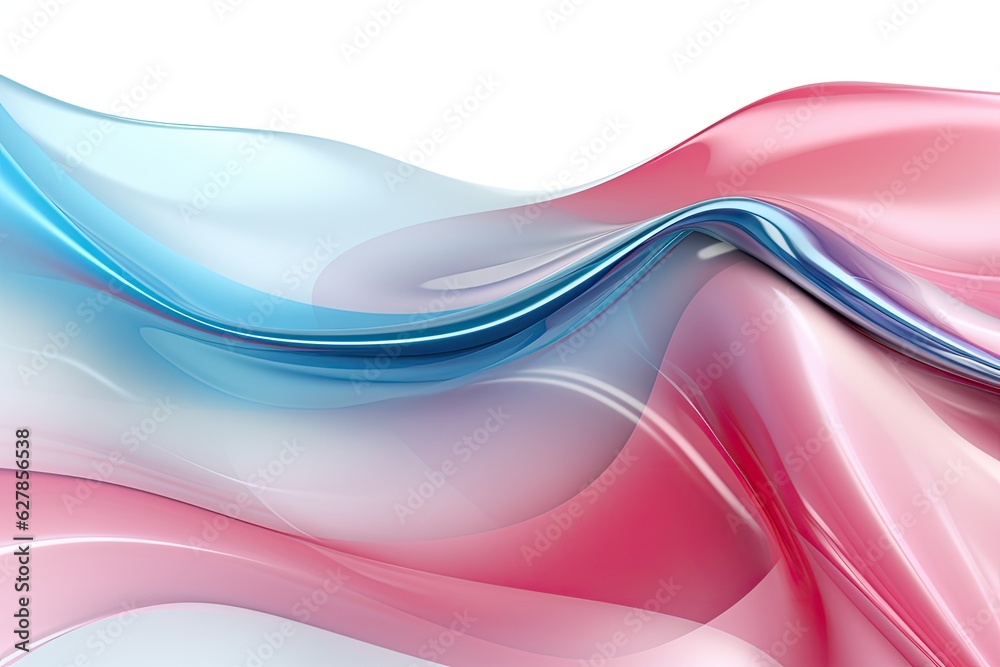 Obraz premium abstract background with smooth lines in pink, blue and white colors, 3d rendering modern minimal wallpaper with wavy background, AI Generated
